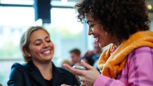 Vedetă și fan interacționând emoționant.